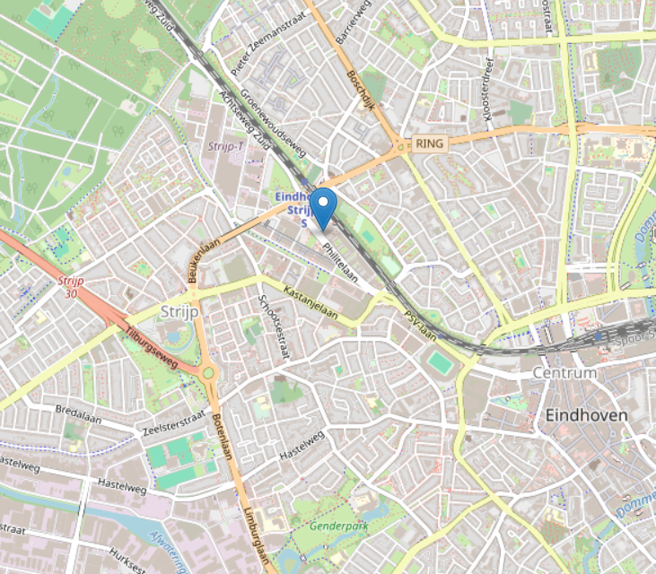 Kaart met de locatie van infAware, Philitelaan 57-104, Eindhoven